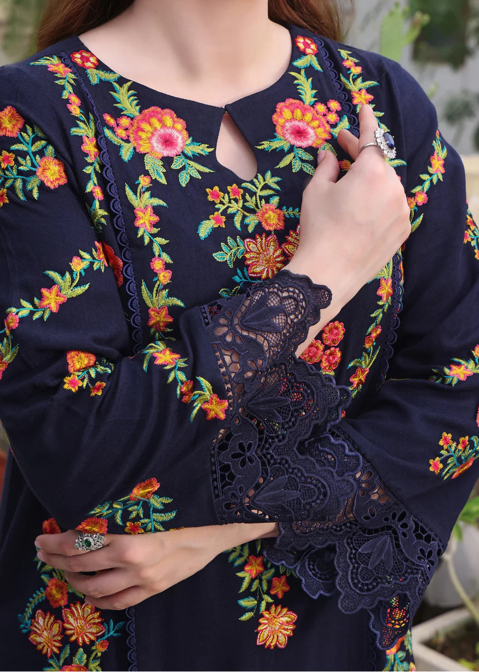 Grace W1017-Embroidered 3pc Marina Dress With Printed Shawl.