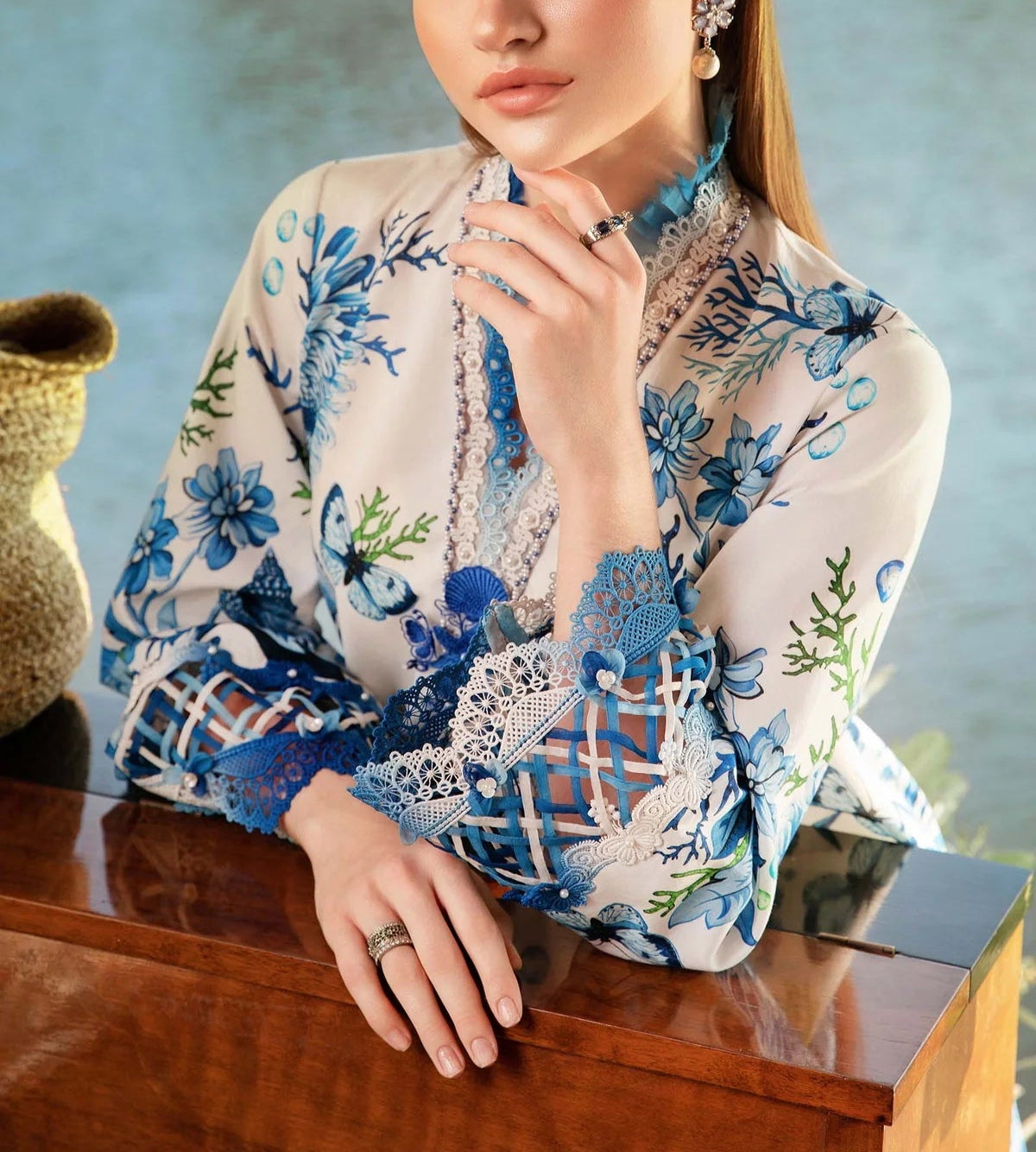 Grace S1100-Printed & Embroidered 3pc Lawn dress with Printed Chiffon Dupatta.
