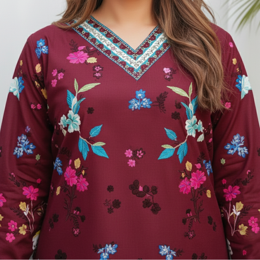 Grace W948- Digital Printed 2pc Karandi Dress.