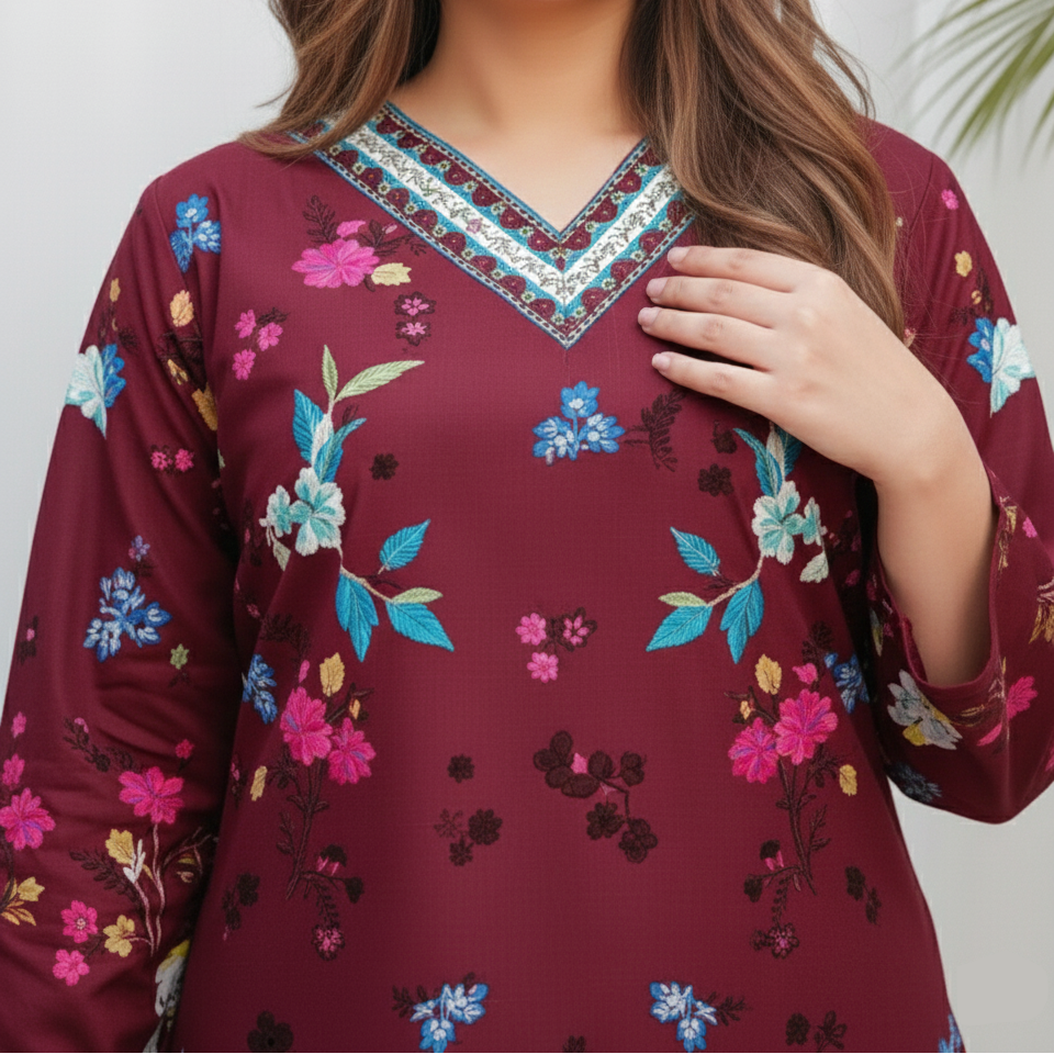 Grace W948- Digital Printed 2pc Karandi Dress.