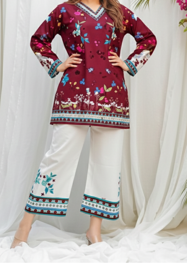 Grace W948- Digital Printed 2pc Karandi Dress.