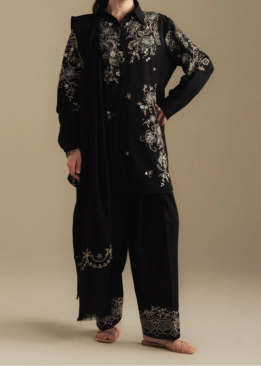 Grace W929-Embroidered 3pc Marina Dress With Embroidered Marina Shawl.