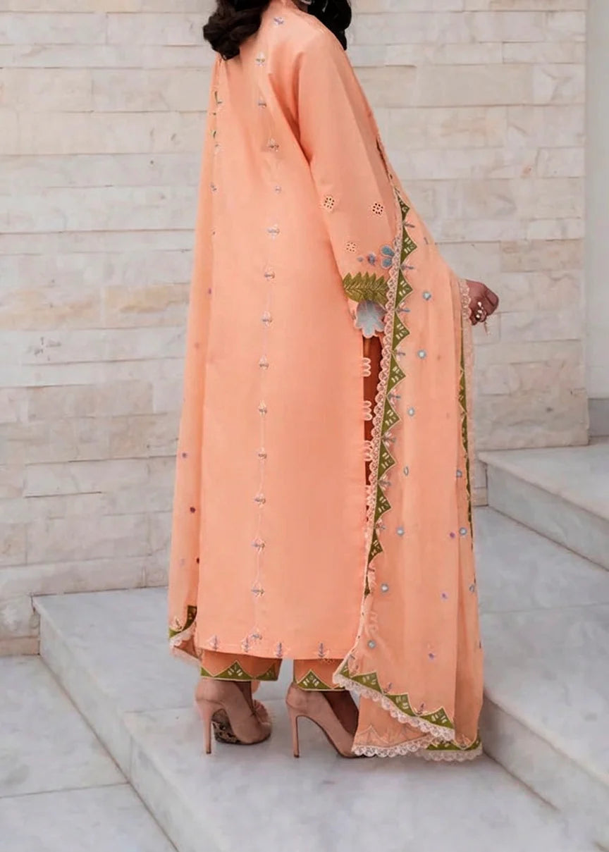 MISK 03 - Stitched Embroidered 3pc Chikankari Lawn Dress With Embroidered Chiffon Dupatta.