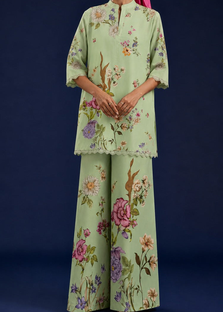 Grace W1063 - Digital Printed 2pc Silk Dress.