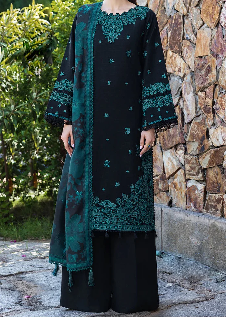 Grace Z-(W994) - Stitched Embroidered 3pc Marina Dress With Printed Shawl.
