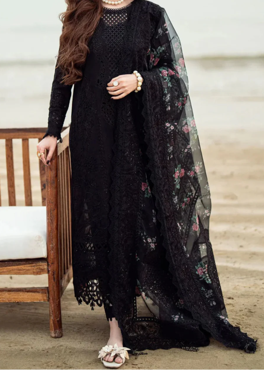 Grace W753-Embroidered 3pc CHIKANKARI Marina Dress With Printed Shawl.