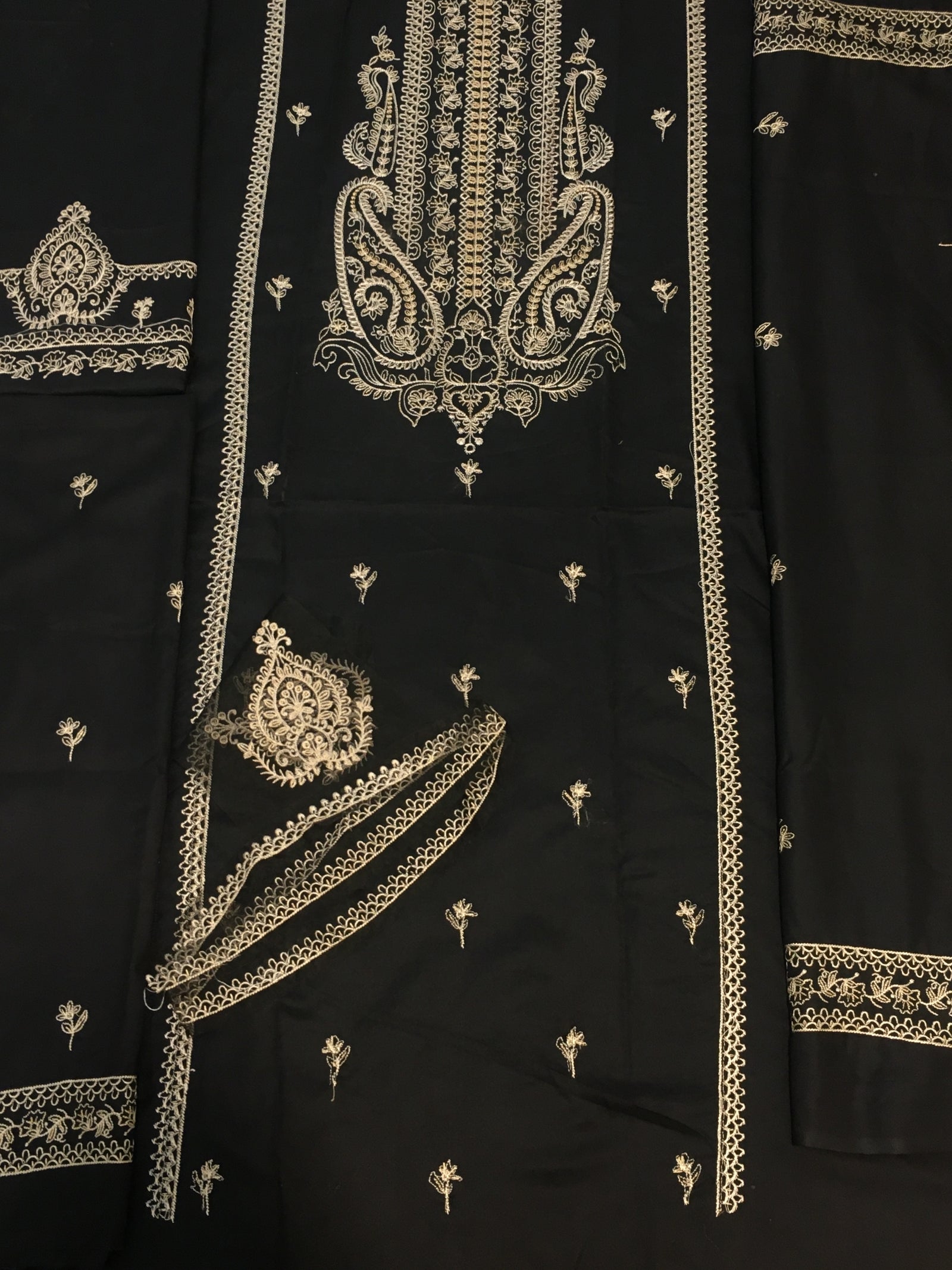 Grace W201-Embroidered 3pc marina dress with Embroidered marina shawl.