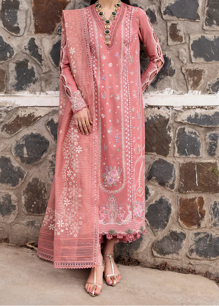 Grace W1019-Embroidered 3pc Marina Dress With Printed Shawl.