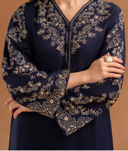 Grace W686- Embroidered 2pc Linen dress