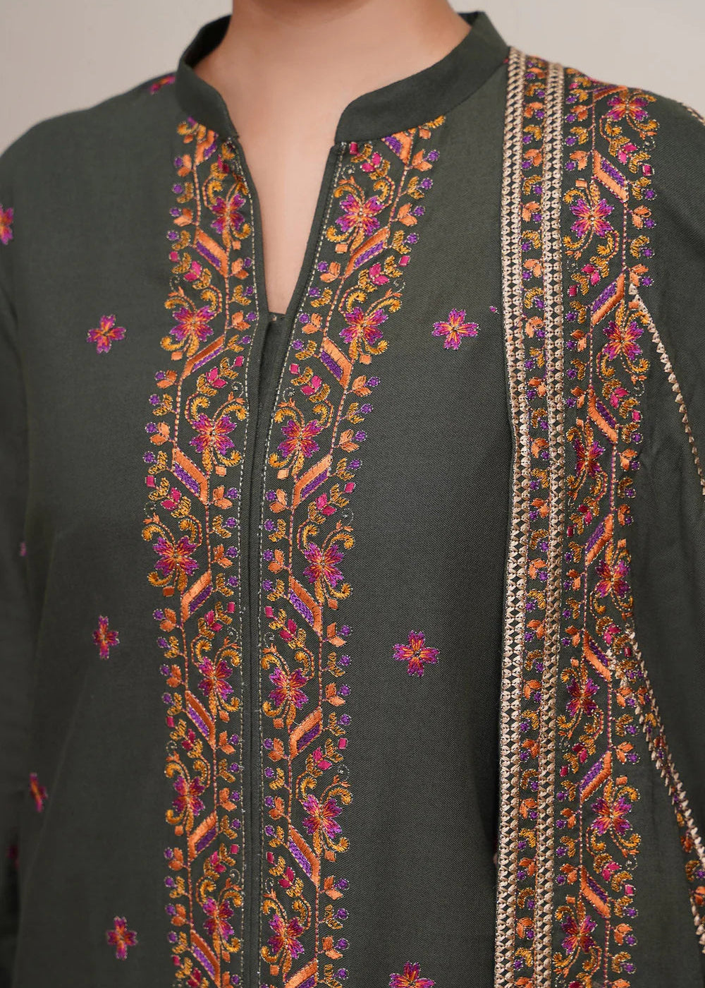 Grace W980-Embroidered 3pc Marina Dress With Embroidered Marina Shawl.