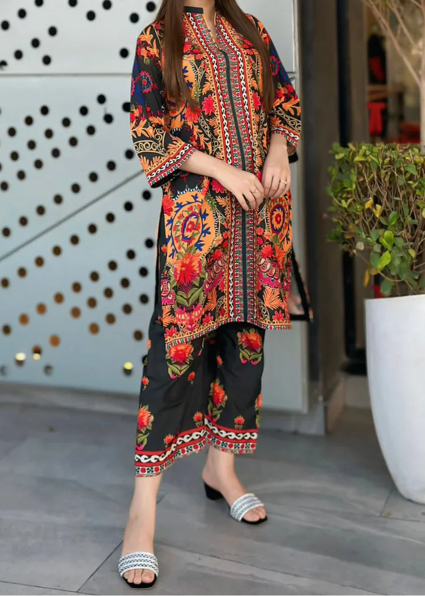 Grace W943- Digital Printed 2pc Karandi Dress.