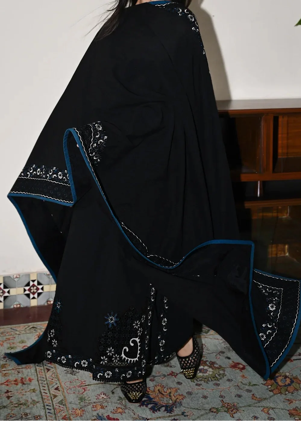 Grace Z-(W904) - Stitched Embroidered 3pc Marina Dress With Embroidered Marina Shawl.