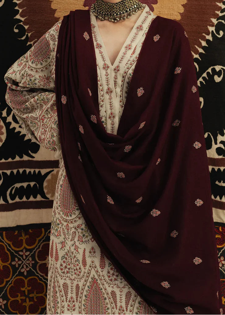 Grace W979-Embroidered 3pc Marina Dress With Printed Shawl.