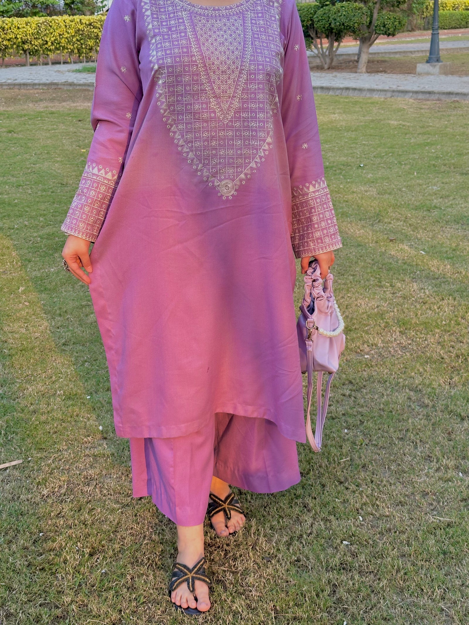 Grace Z-(W798) - Stitched Embroidered 2pc Marina Dress