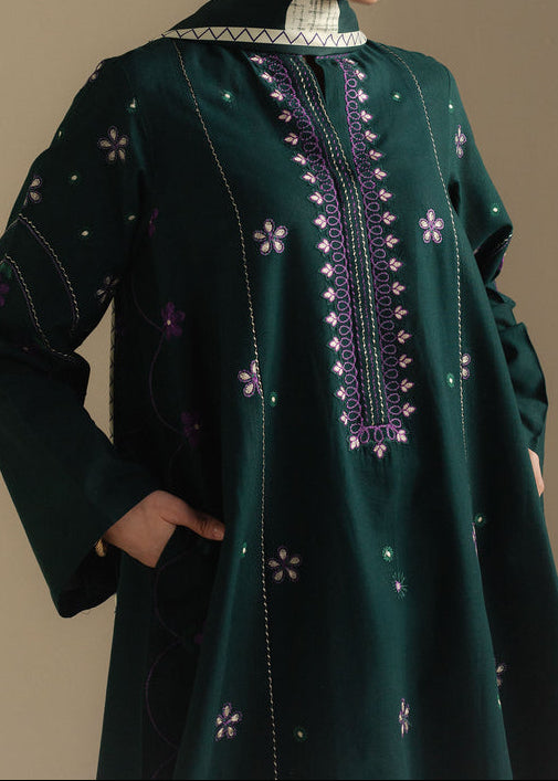 Grace W930-Embroidered 3pc Marina Dress With Printed Shawl.