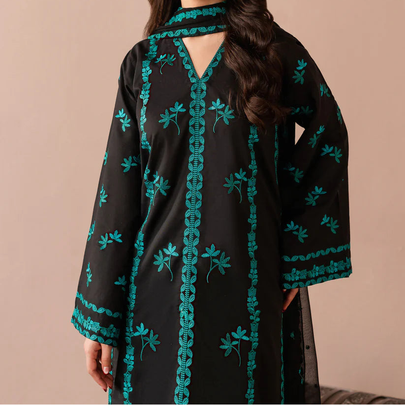 Grace S1439-Embroidered 3pc Lawn Dress With Embroidered Chiffon Dupatta.