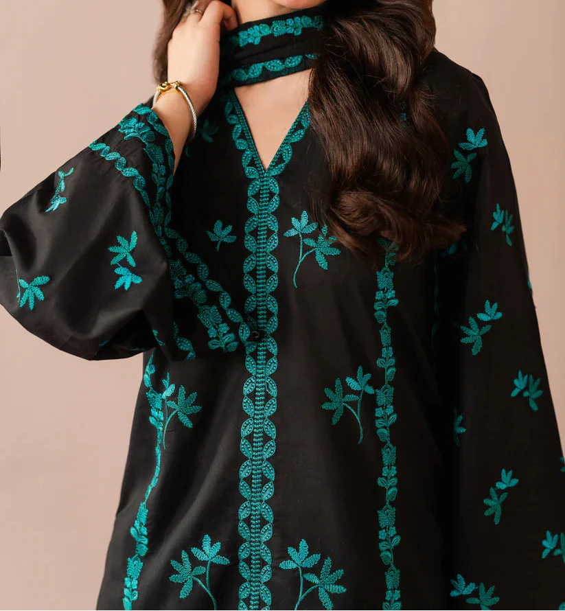 Grace Z-(S1439) - Stitched Embroidered 3pc Lawn Dress With Embroidered Chiffon Dupatta.