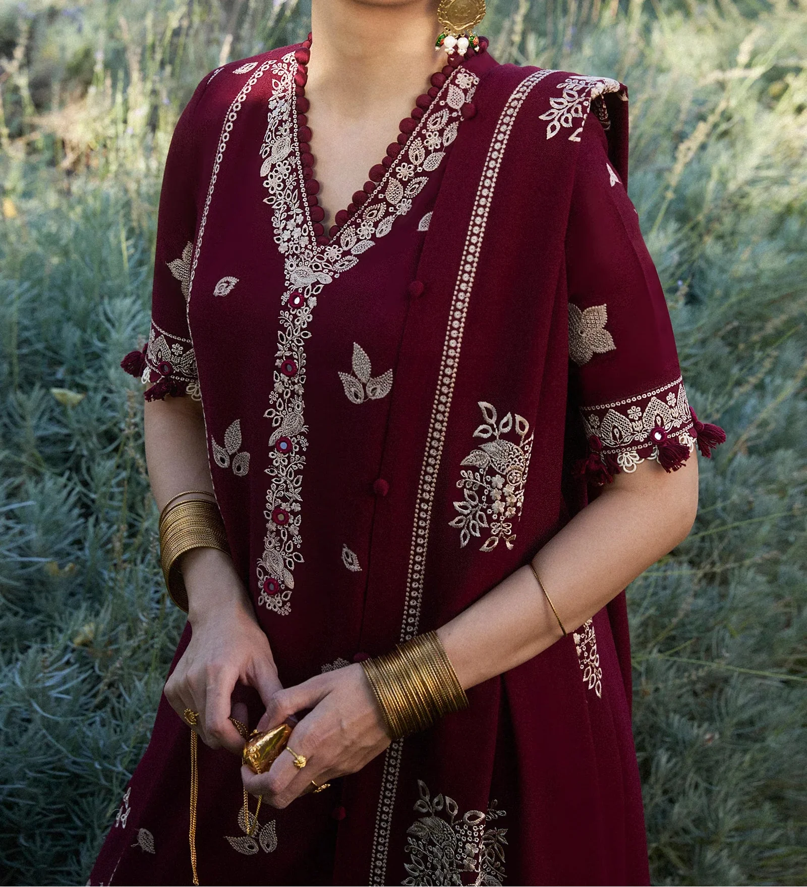 Grace Z-(S1431) - Stitched Embroidered 3pc CHIKANKARI Lawn Dress With Embroidered Lawn Dupatta.
