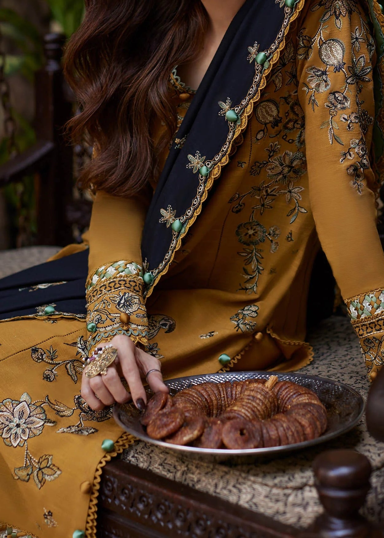 Grace W928-Embroidered 3pc Marina Dress With Printed Shawl.