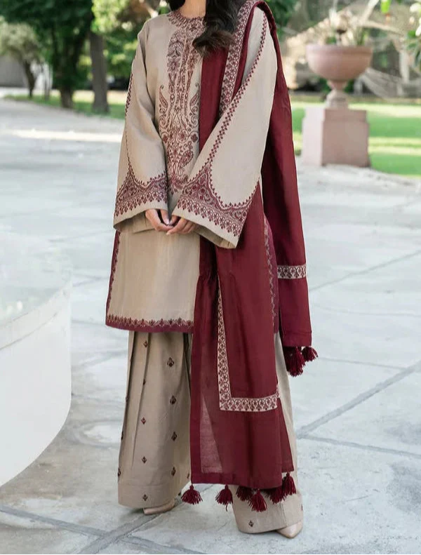 Grace Z-(S1235) - Stitched Embroidered 3pc Lawn Dress With Printed Lawn Dupatta.