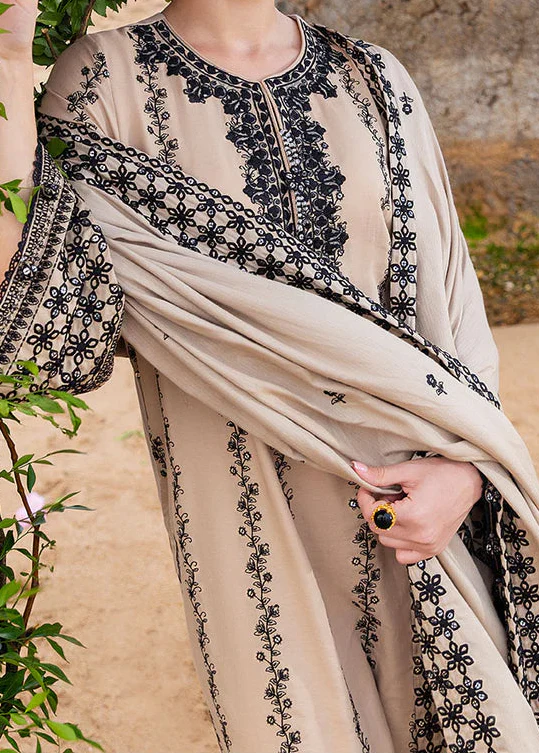 Grace Z-(W936) - Stitched Embroidered 3pc Marina Dress With Printed Shawl.