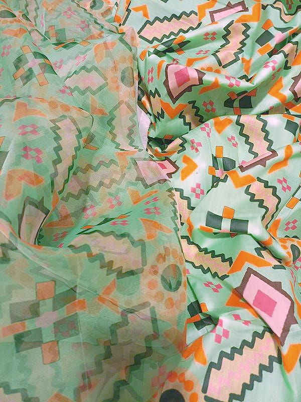 Grace W235- Printed 3pc soft crepe dress With Printed organza dupatta.