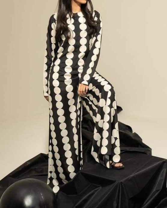 Grace W282- Printed 2pc soft crepe dress