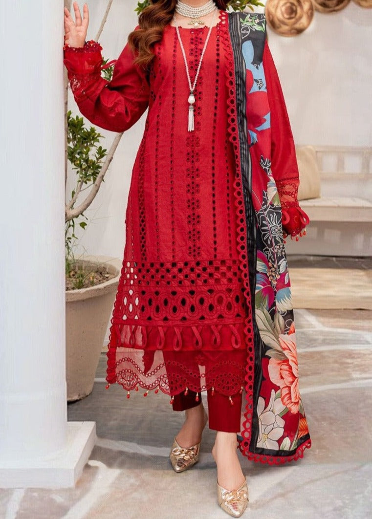 Grace S651-Embroidered 3pc Chickan lawn dress with Printed munar dupatta.