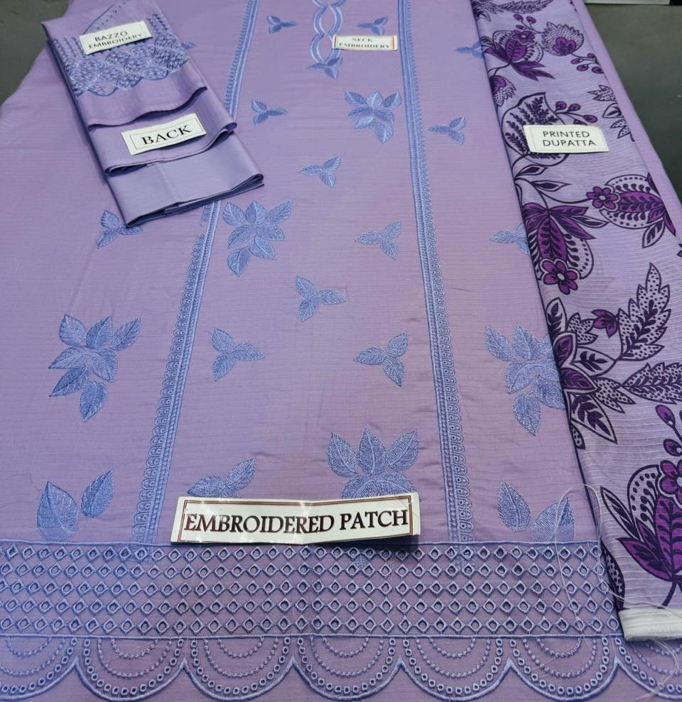 Grace S1162-Embroidered 3pc Chikankari Lawn Dress With Printed Munar Dupatta.