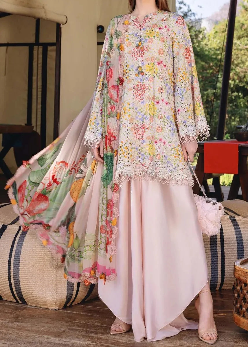 Grace S1363 - Printed & Embroidered 3pc Chickankari Lawn Dress With Embroidered Sequence Chiffon Dupatta.