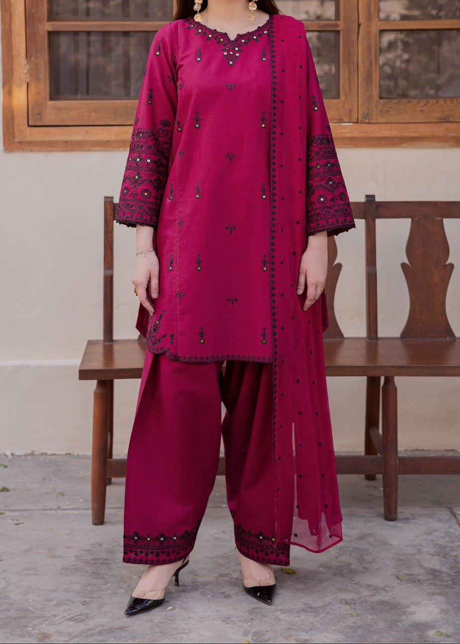 Grace S1360 - Embroidered Sequence 3pc Lawn Dress With Embroidered Sequence Chiffon Dupatta.