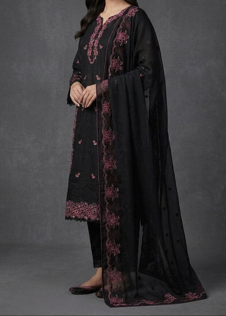 Grace S1427 - Embroidered 3pc CHIKANKARI Lawn Dress With Embroidered CHIKANKARI Chiffon Dupatta.