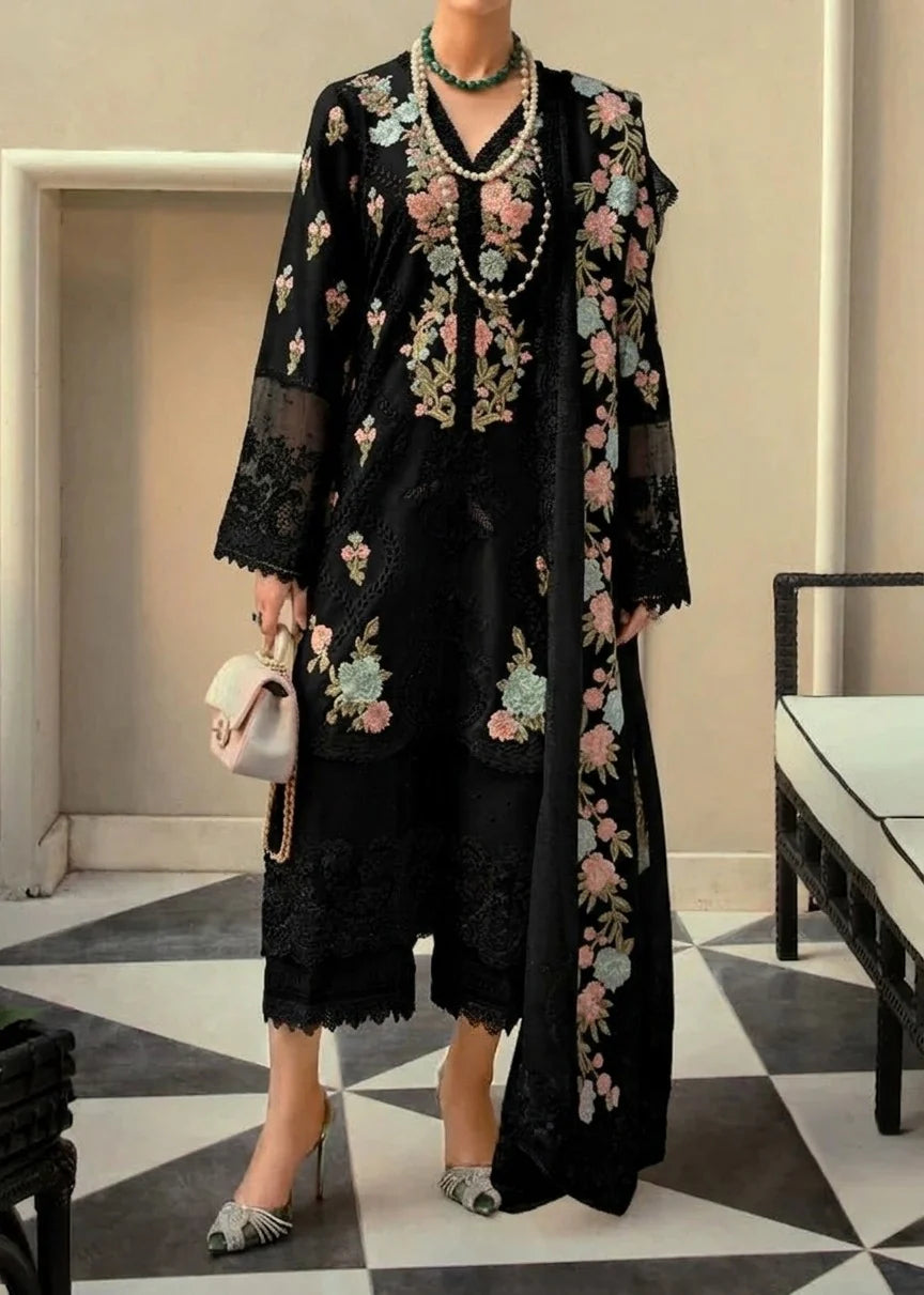 Grace Z-(S1490) - Stitched Embroidered 3pc Lawn Dress With Embroidered Organza Dupatta.