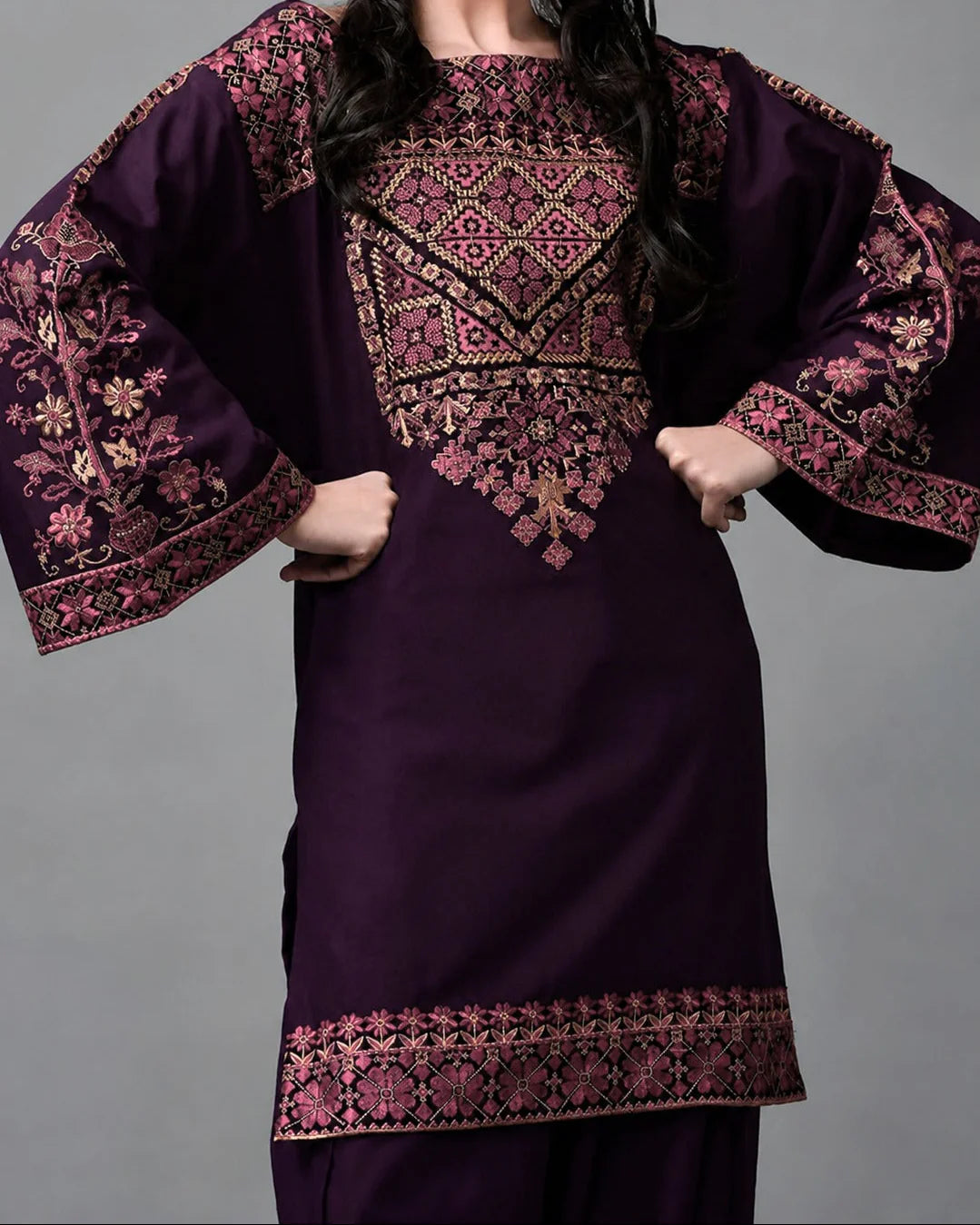 Grace Z-(S1534) - Stitched Embroidered 2PC Lawn dress.