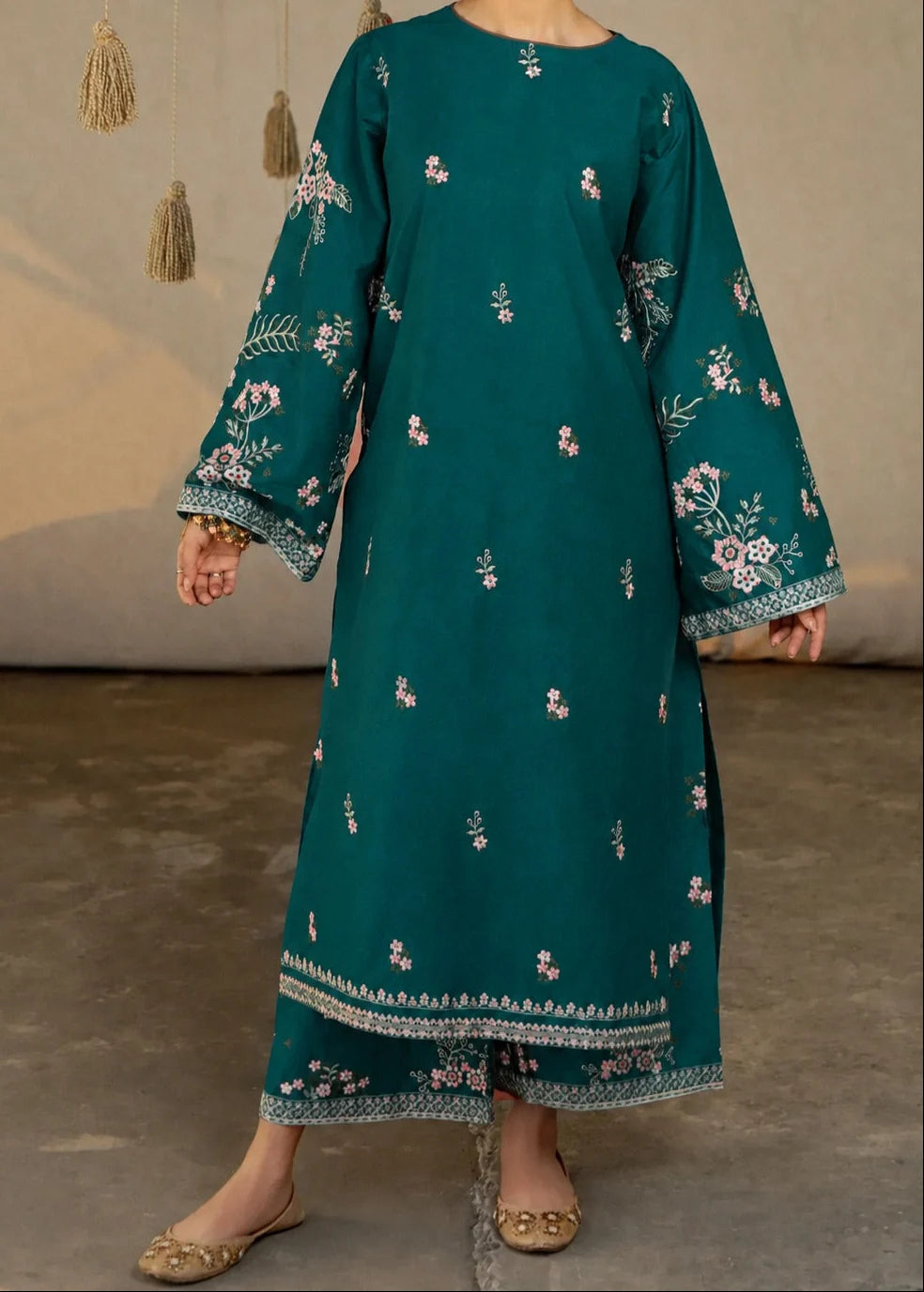 Grace Z-(S1533) - Stitched Embroidered 2PC Lawn dress.