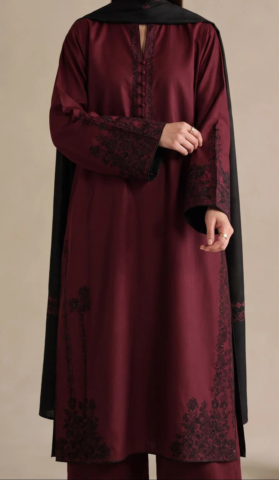Grace W1052 - Embroidered 3pc Marina Dress With Printed Shawl.