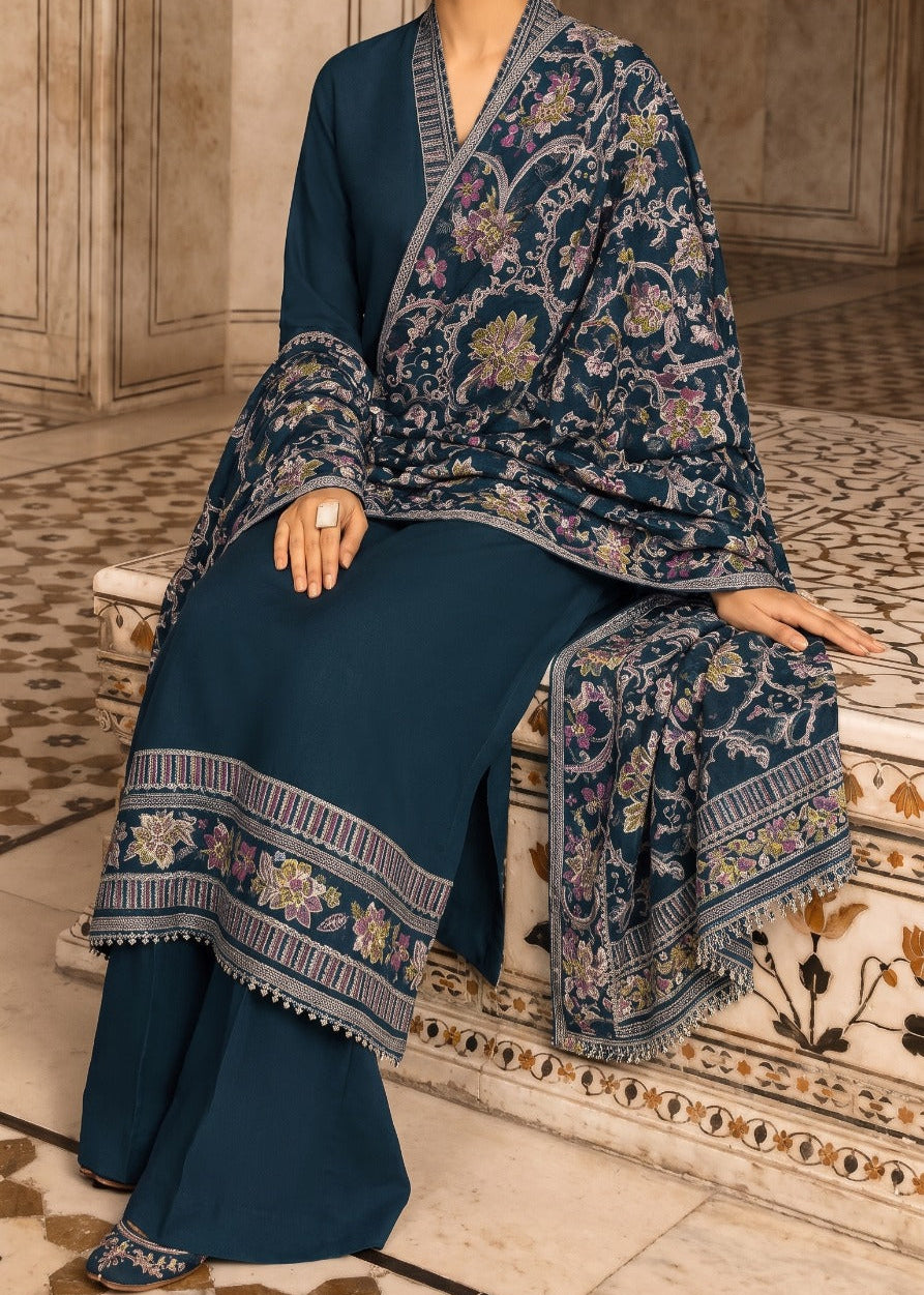 Grace W1056 - Embroidered 3pc Marina Dress With Embroidered Marina Shawl.