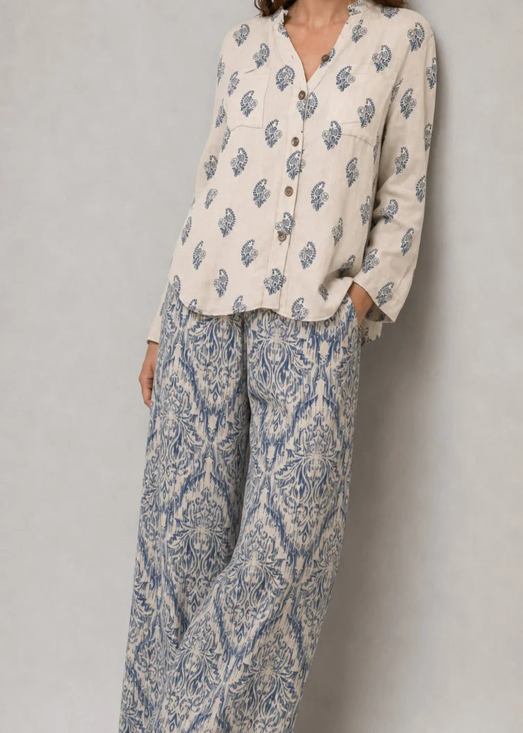 Grace Z-(W1070) - Stitched Digital Printed 2pc Silk Dress.