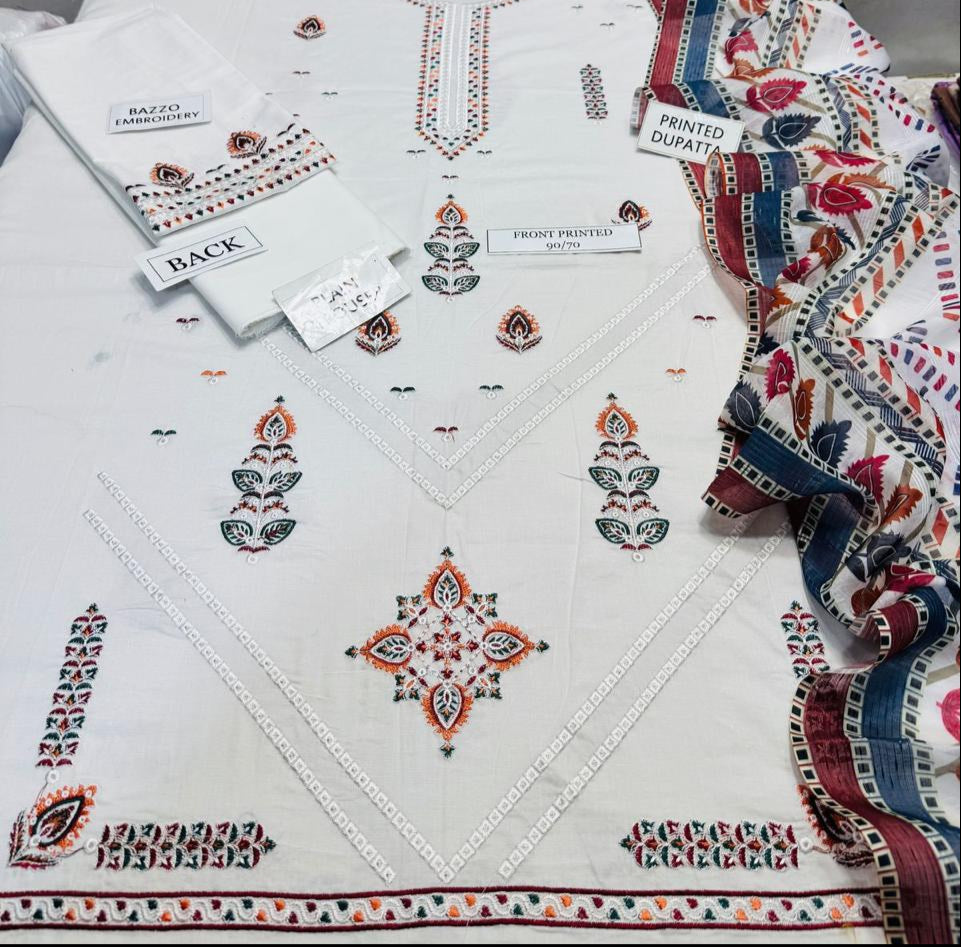 Grace S1062-Embroidered 3PC Lawn Dress With Printed Munar Dupatta.