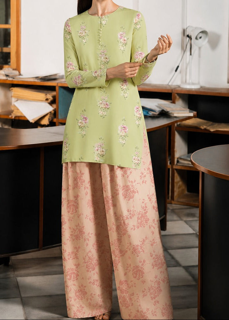 Grace W1059 - Digital Printed 2pc Silk Dress.