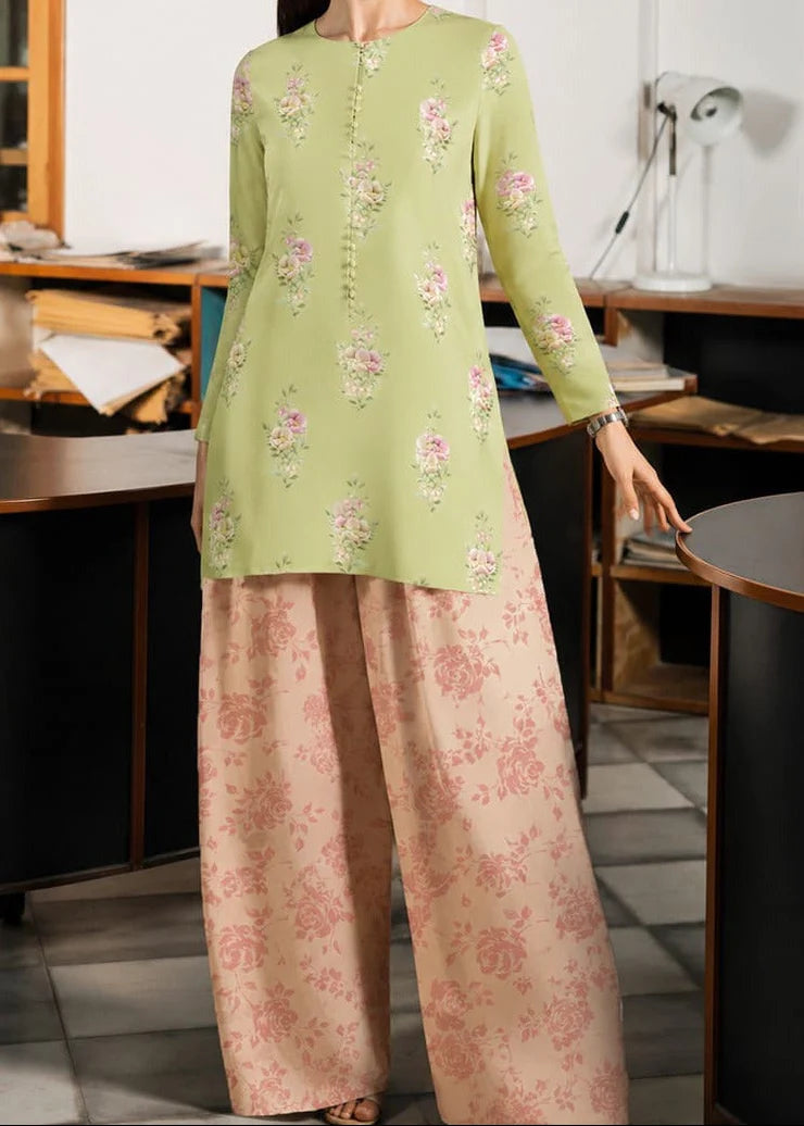 Grace Z-(W1059) - Stitched Digital Printed 2pc Silk Dress.
