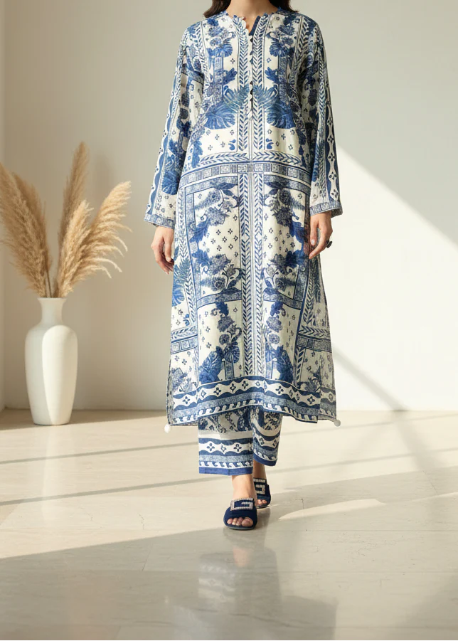 Grace W1012 - Digital Printed 2pc Silk Dress.