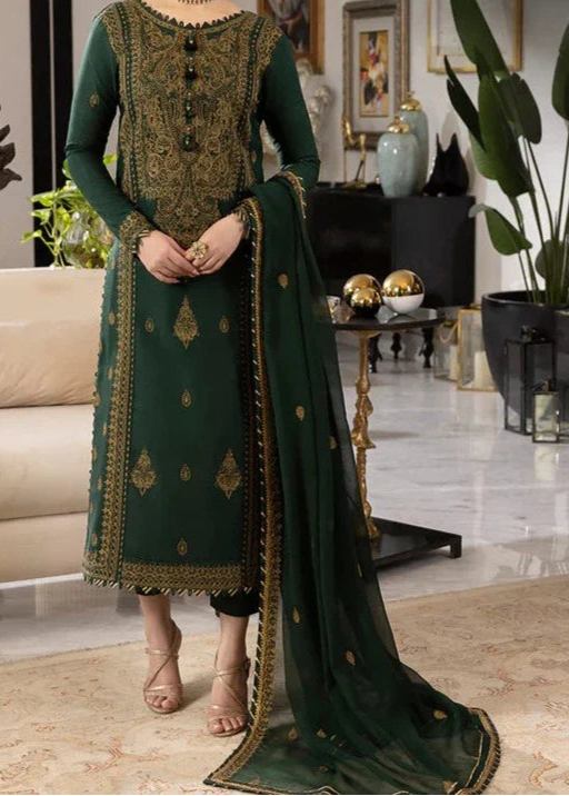 Grace W766 - Embroidered 3pc Marina Dress With Embroidered Chiffon Dupatta.