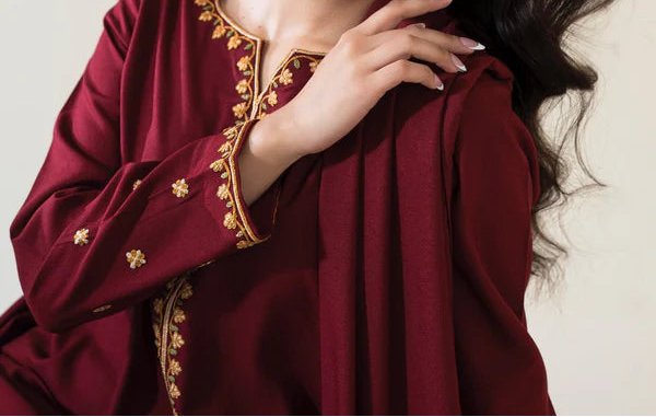 Grace W972-Embroidered 3pc Marina Dress With Embroidered Marina Shawl.