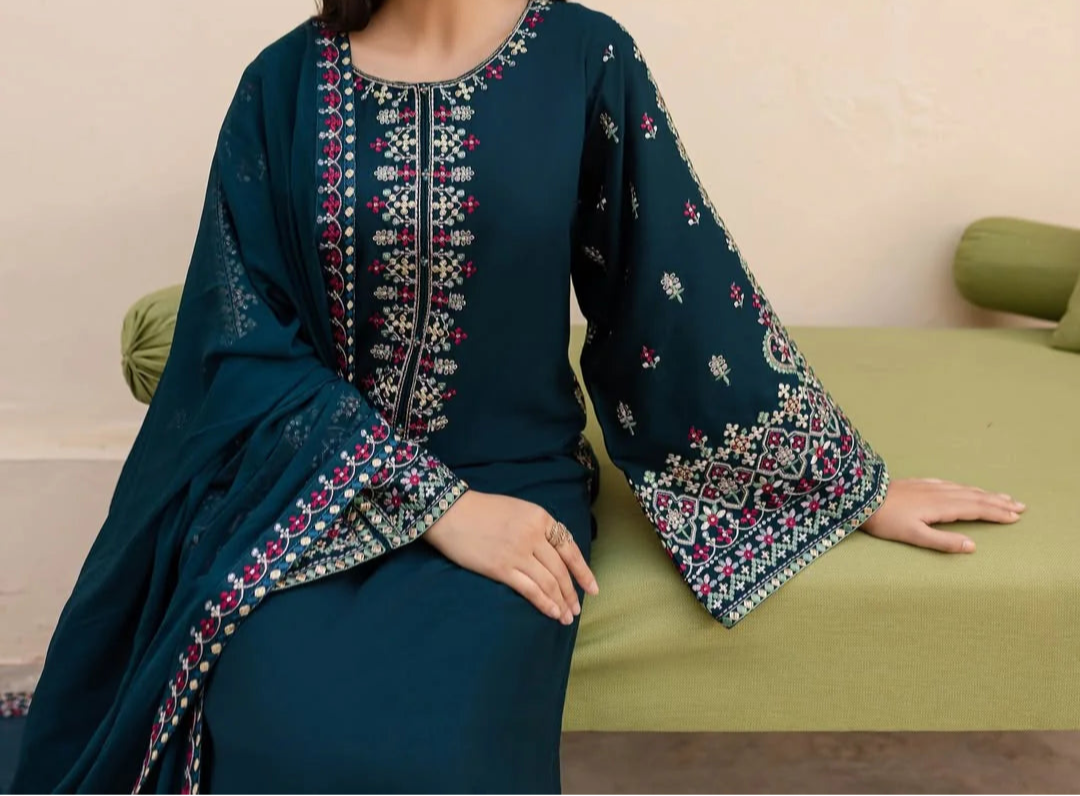 Grace S1227-Embroidered 3pc Lawn Dress With Embroidered chiffon Dupatta.