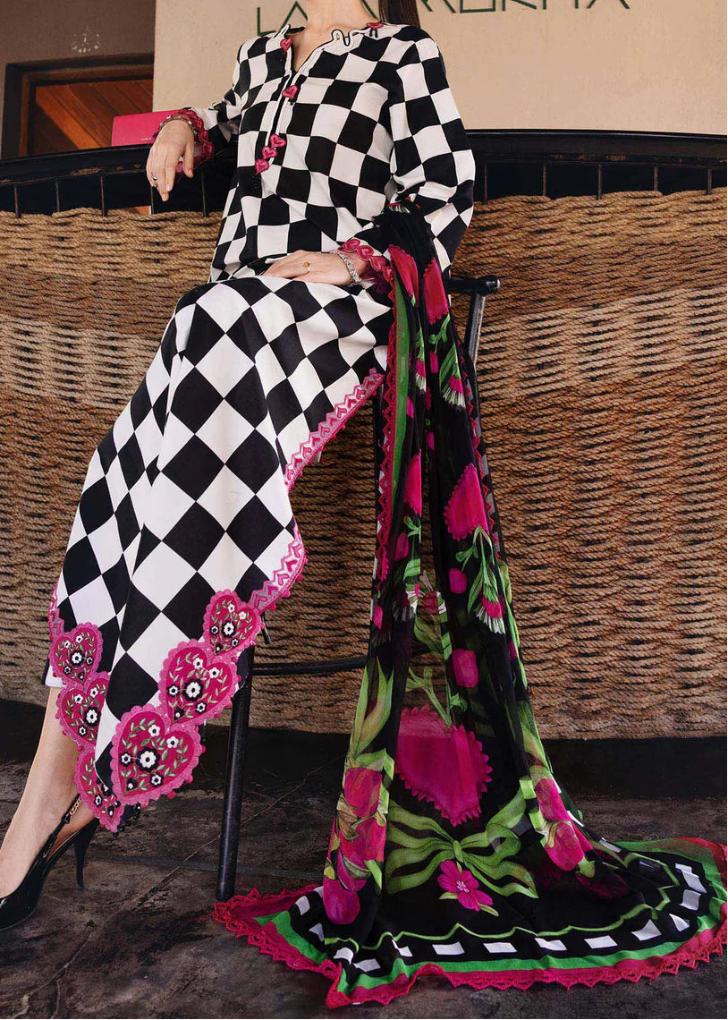 Grace S1352 - Printed & Embroidered 3pc Lawn Dress With Embroidered Sequence Chiffon Dupatta.
