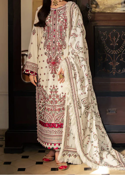 Grace Z-(W801) - Stitched Embroidered 3pc Marina Dress With Embroidered Marina Shawl.
