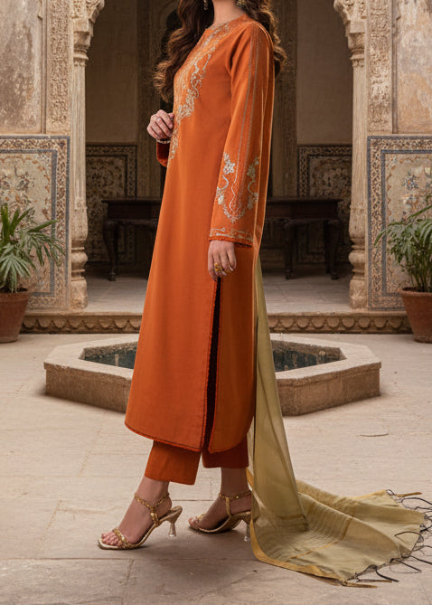 Grace W479- Embroidered 3pc marina dress with Dyed shawl.