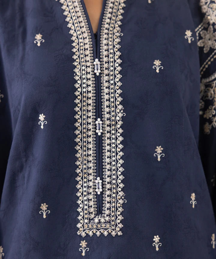 Grace W826-Embroidered 3pc Marina Dress With Printed Shawl.