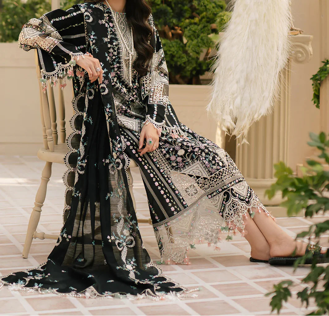 Grace Z-(S1373) - Stitched Embroidered 3pc Lawn Dress With Embroidered Chiffon Dupatta.
